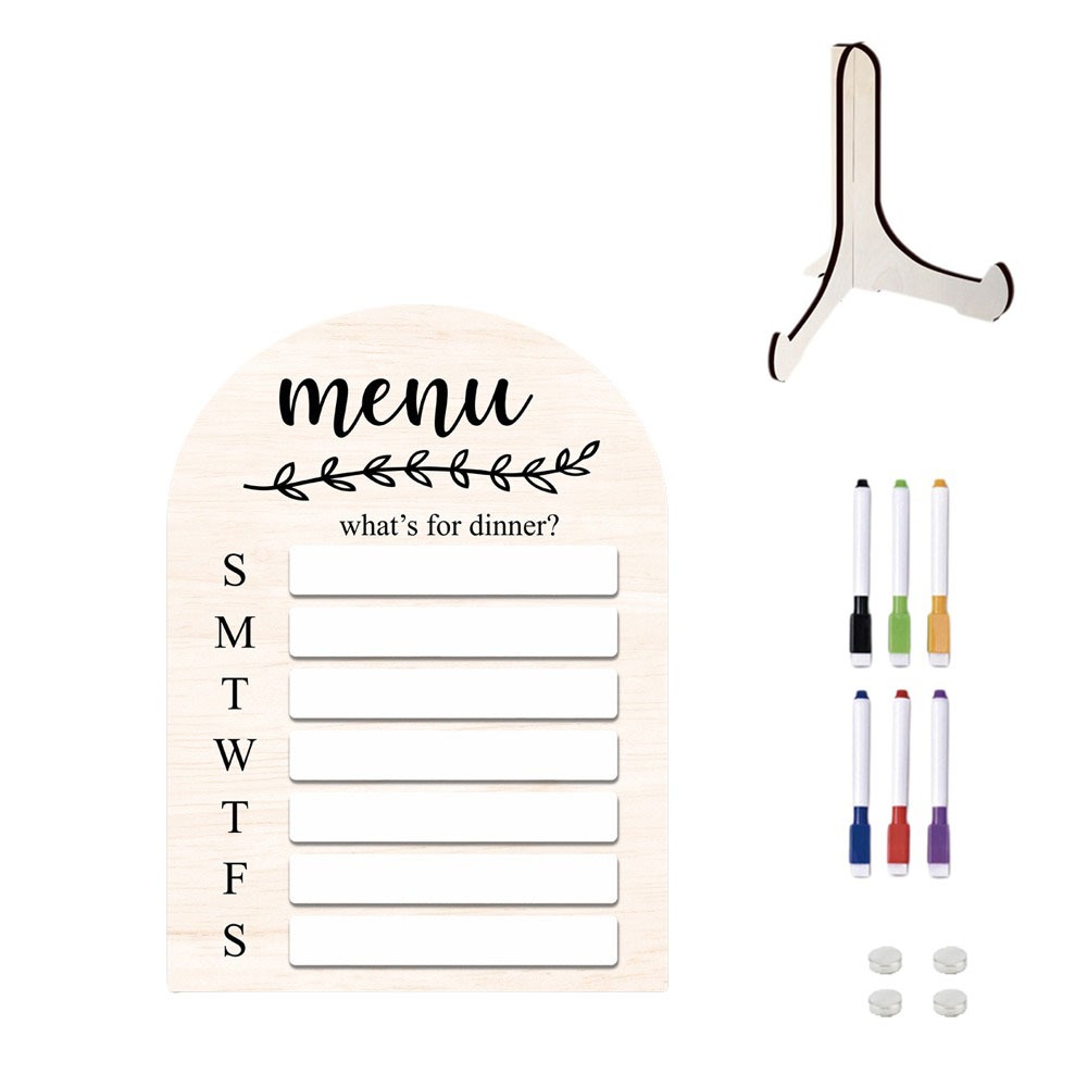 Meal Prep Weekly - Praktische magnetische koelkastmaaltijdplanner van hout met
