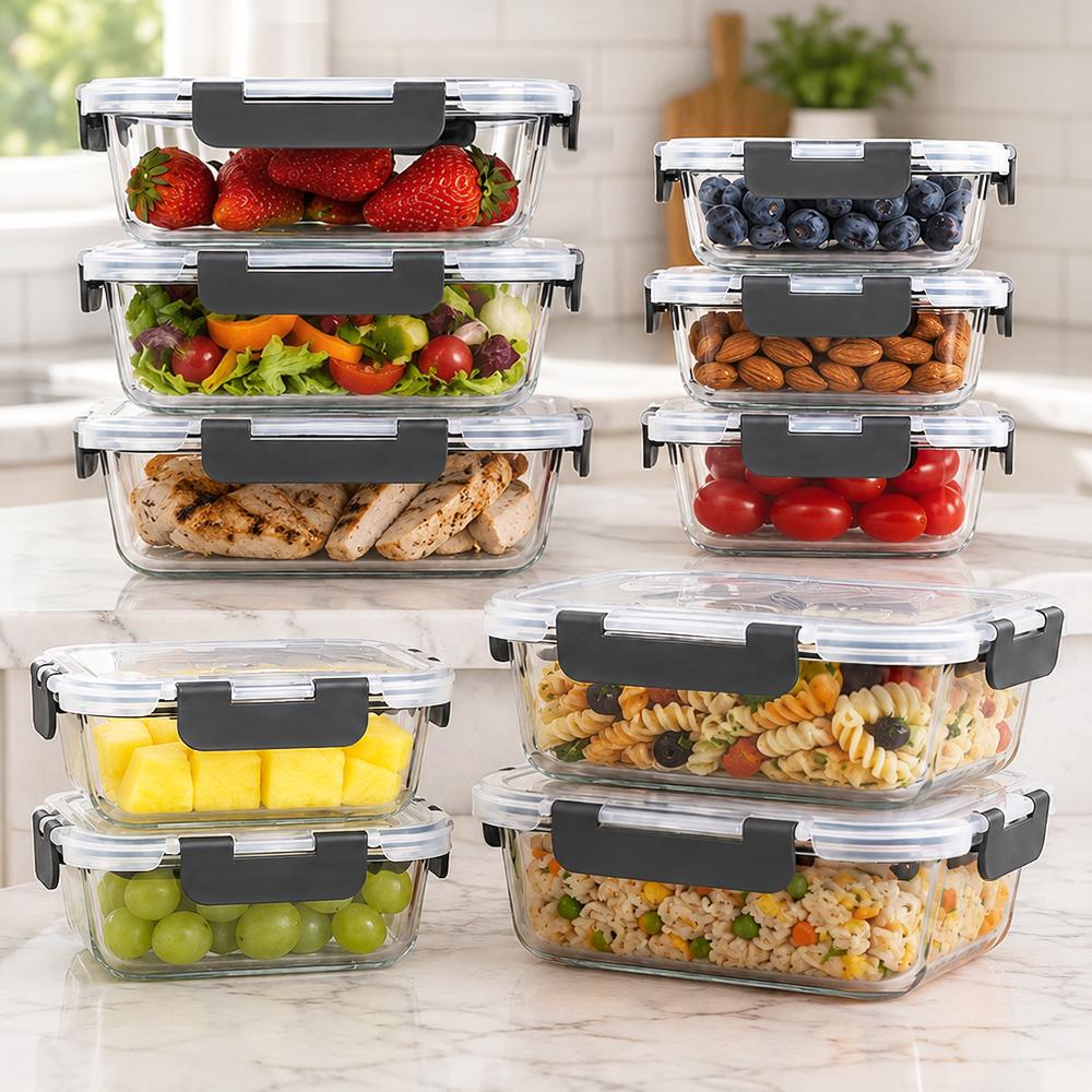 Meal Prep Weekly - Glazen voedselbewaarcontainers set van 10 stuks